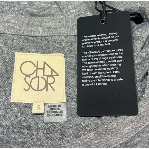 NWT CHASER Nordstrom Y2K Grey Long SLEEVE CREW NECK Super Long Tee Size Small - Picture 10 of 12